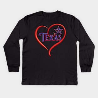 Texas Heart & Star Kids Long Sleeve T-Shirt